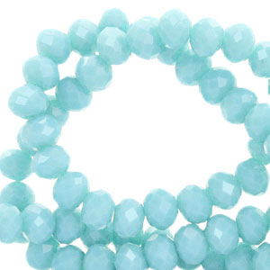 Top Glas Facett Perlen 4x3mm rondellen Serenity blue-pearl shine coating