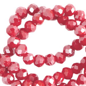 Top Glas Facett Perlen 4x3mm rondellen Bonfire red-pearl shine coating