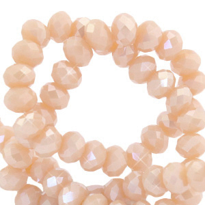 Top Glas Facett Perlen 4x3mm rondellen Soft shell pink-pearl shine coating