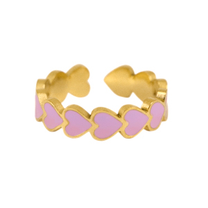 Ringe aus Stainless Steel - Rostfreiem Stahl Enamel Herz Lilac-gold