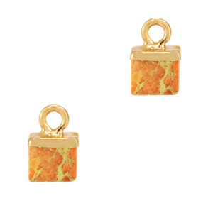 Naturstein Anh&auml;nger Cube Startling orange-gold
