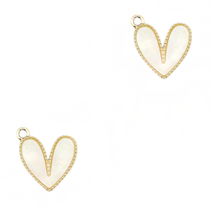 Resin Anh&auml;nger Herz Gold-off white