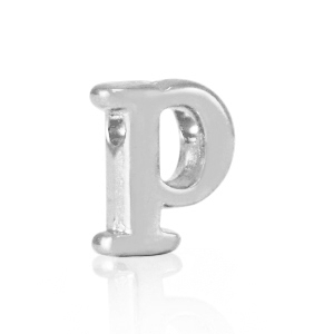 Metall Perlen Buchstabe DQ P Antik silber (Nickelfrei)
