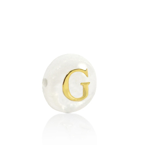 Muschel-Perlen S&uuml;&szlig;wasserperlmutt Buchstaben G Gold-white (Naturliche Farbe Muschel)