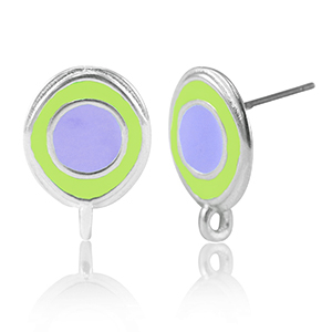 Metall Zubeh&ouml;r DQ Ohrringe mit &Ouml;se Antik silber-lavender purple-yellow (Nickelfrei)
