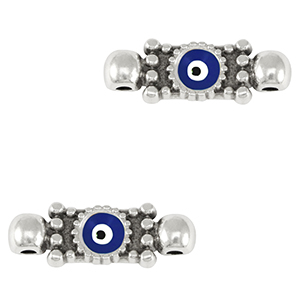 Metall Anh&auml;nger DQ Zwischenst&uuml;ck Nazar Auge Antik silber-dark blue (nikkelvrij)