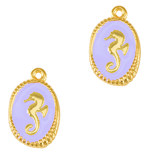 Metall Anh&auml;nger DQ Seepferdchen Gold-lavender purple (nikkelvrij)