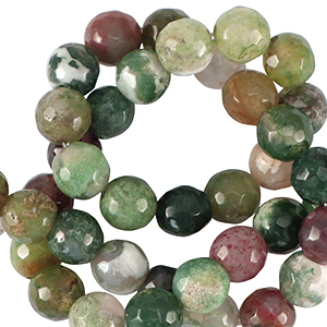Naturstein Perlen Chalcedon (Jaspis) 8mm Facett geschliffen Multicolour green