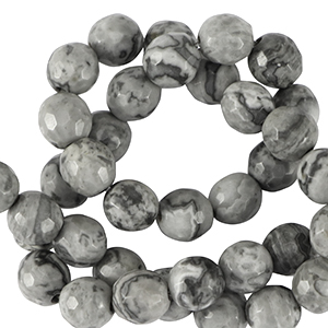 Naturstein Perlen Dolomit 6mm Facett geschliffen Adagio grey