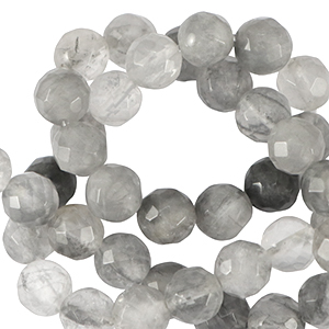 Naturstein Perlen 4mm Facett geschliffen Iced grey