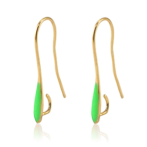 Metall Zubeh&ouml;r DQ Ohrringe Gold-neon green (Nickelfrei)