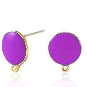 Metall Zubeh&ouml;r DQ Ohrstecker Gold-purple (Nickelfrei)