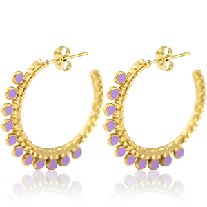 Ohrringe aus Stainless Steel - Rostfreiem Stahl Creolen 30mm Gold-purple