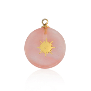 Stainless Steel - Rostfrei Stahl Anh&auml;nger Sun Gold-pink