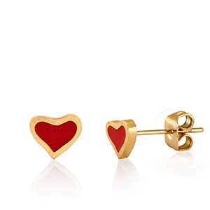 Ohrringe aus Stainless Steel - Rostfreiem Stahl Herz Red-gold