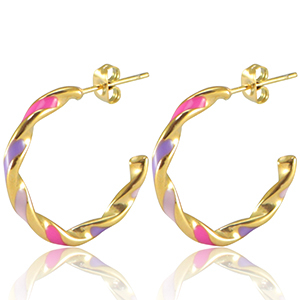 Ohrringe aus Stainless Steel - Rostfreiem Stahl Multicolour pink purple lilac-gold