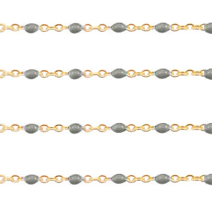 Stainless Steel - Rostfrei Stahl Schmuckzubeh&ouml;r Gliederkette 1mm Olive green-gold