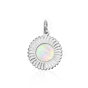 Stainless Steel - Rostfrei Stahl Anh&auml;nger Muschel Salzwasserperlmutt 12mm Silver-white (Naturliche Farbe Muschel)