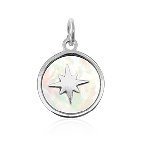 Stainless Steel - Rostfrei Stahl Anh&auml;nger Muschel Salzwasserperlmutt 10mm Silver-white (Naturliche Farbe Muschel)