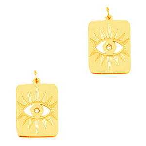 Stainless Steel - Rostfrei Stahl Anh&auml;nger Auge der Vorsehung Rechteck Gold