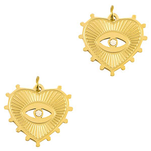 Stainless Steel - Rostfrei Stahl Anh&auml;nger Auge der Vorsehung Herz Gold