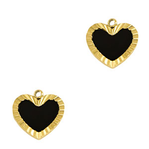 Stainless Steel - Rostfrei Stahl Anh&auml;nger Herz Gold-black