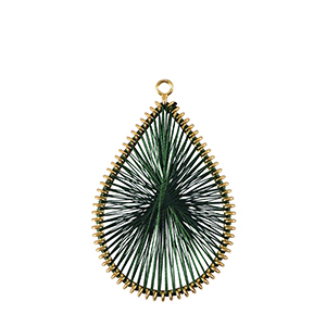 Geh&auml;kelte Anh&auml;nger mit Makramee Band Tropfen Dark green