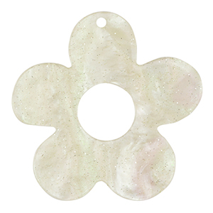 Resin Anh&auml;nger Blume Glitzer Cashmere white