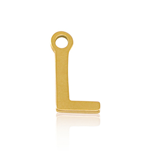Stainless Steel - Rostfrei Stahl Anh&auml;nger Initial L Gold