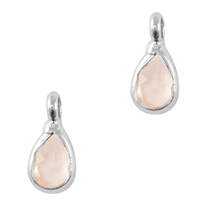 Anh&auml;nger Kristallglas Tropfen Light pink-silver