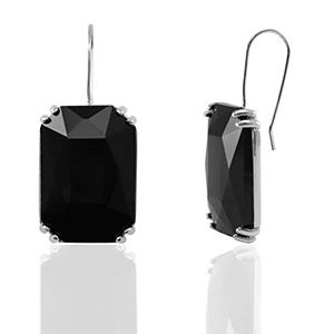 Ohrringe / Ohrstecker aus Kristallglas Rechteck Black-silver