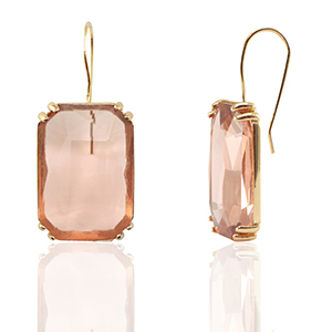 Ohrringe / Ohrstecker aus Kristallglas Rechteck Peach-gold