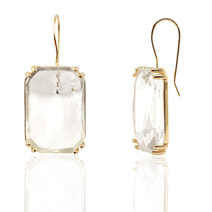 Ohrringe / Ohrstecker aus Kristallglas Rechteck Crystal-gold