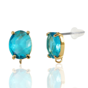 Ohrringe / Ohrstecker aus Kristallglas mit &Ouml;se Oval Blue-gold