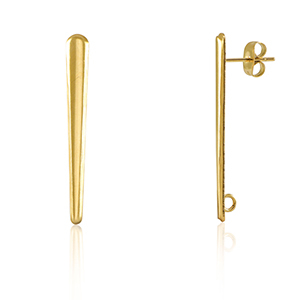 Stainless Steel - Rostfrei Stahl Schmuckzubeh&ouml;r Ohrringe / Ohrstecker oval mit &Ouml;se Gold