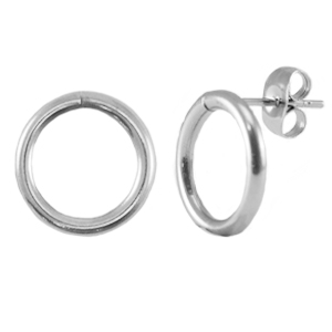 Stainless Steel - Rostfrei Stahl Schmuckzubeh&ouml;r Ohrringe / Ohrstecker 14mm Silver