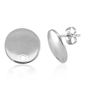Stainless Steel - Rostfrei Stahl Schmuckzubeh&ouml;r Ohrringe / Ohrstecker mit &Ouml;se 13mm Silver