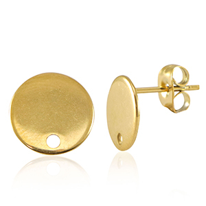 Stainless Steel - Rostfrei Stahl Schmuckzubeh&ouml;r Ohrringe / Ohrstecker mit &Ouml;se 10mm Gold