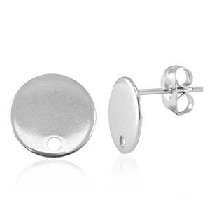 Stainless Steel - Rostfrei Stahl Schmuckzubeh&ouml;r Ohrringe / Ohrstecker mit &Ouml;se 10mm Silver
