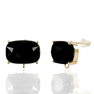 Ohrringe / Ohrstecker aus Kristallglas mit &Ouml;se Rechteck Black-gold