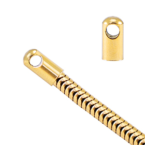 Stainless Steel - Rostfrei Stahl Schmuckzubeh&ouml;r Endkappen f&uuml;r Gliederkette Schlangen &Oslash;3.4mm Gold