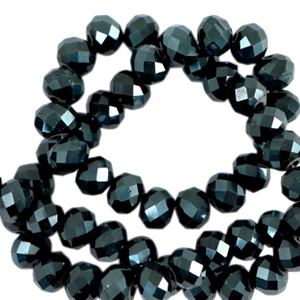 Top Glas Facett Perlen 4x3mm rondellen Forest green-pearl shine coating