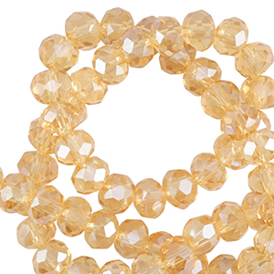 Top Glas Facett Perlen 4x3mm rondellen Marigold yellow-pearl shine coating