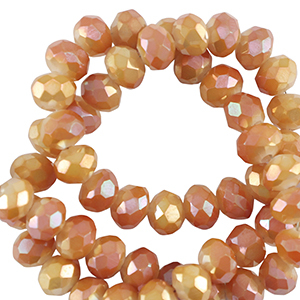 Top Glas Facett Perlen 3x2mm rondellen Shiny orange-pearl shine coating