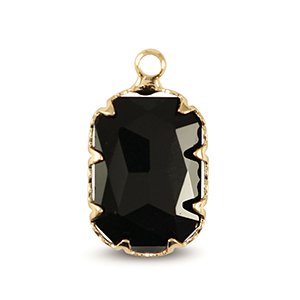 Anh&auml;nger Kristallglas Rechteck Jet black-gold