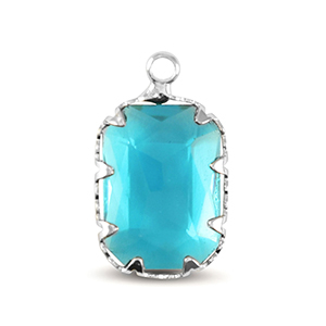Anh&auml;nger Kristallglas Rechteck Aquamarine blue-silver