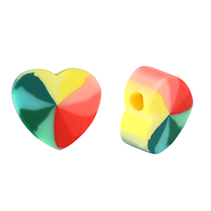 Polymer Perlen Herz Multicolour