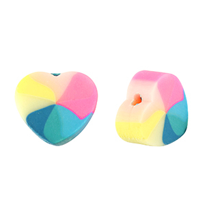 Polymer Perlen Herz Multicolour