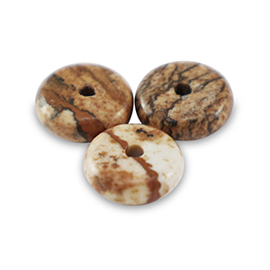 Natursteinperlen Dalmatiner Jaspis Rondell 6mm Desert brown
