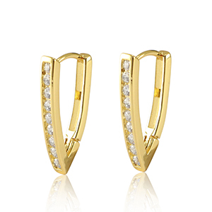 Brass TQ Metall Ohrringe Creolen Zirkonia Gold